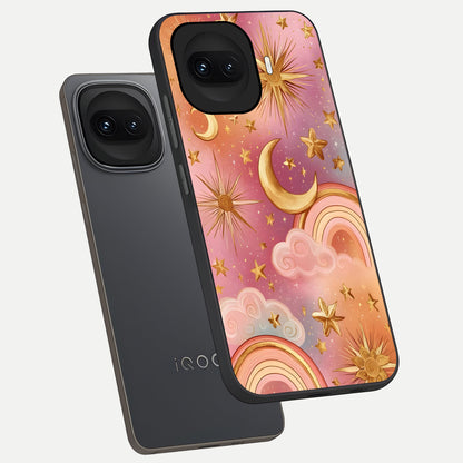  Golden Celestial Dreams phone case for iQOO 15R showing premium glass back cover with detailed artwork