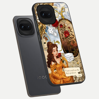  Golden Dream Belle phone case for iQOO 15R showing premium glass back cover with detailed artwork