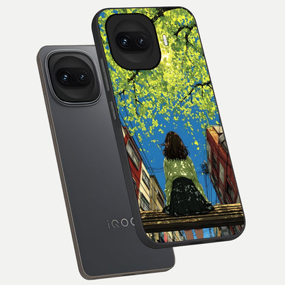  Golden Leaves Glow phone case for iQOO 15R showing premium glass back cover with detailed artwork