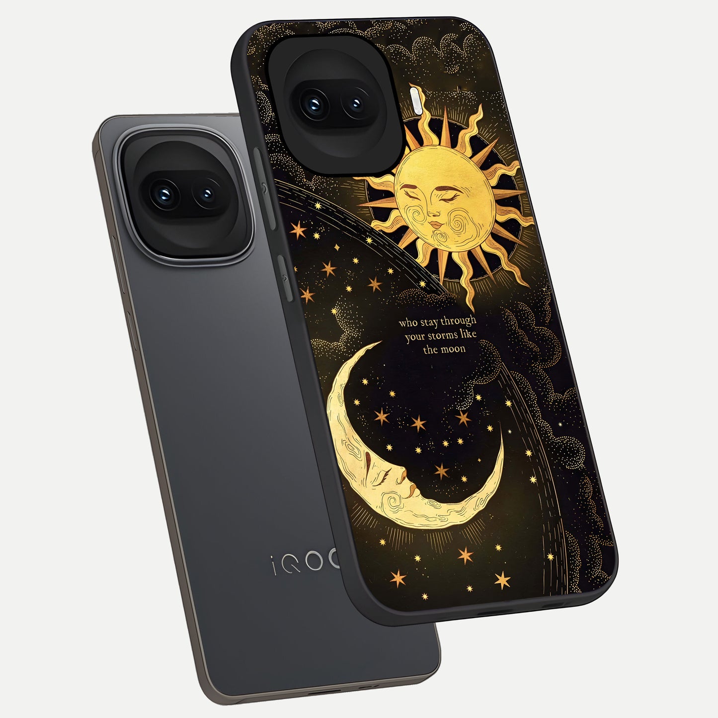  Golden Lunar Love phone case for iQOO 15R showing premium glass back cover with detailed artwork