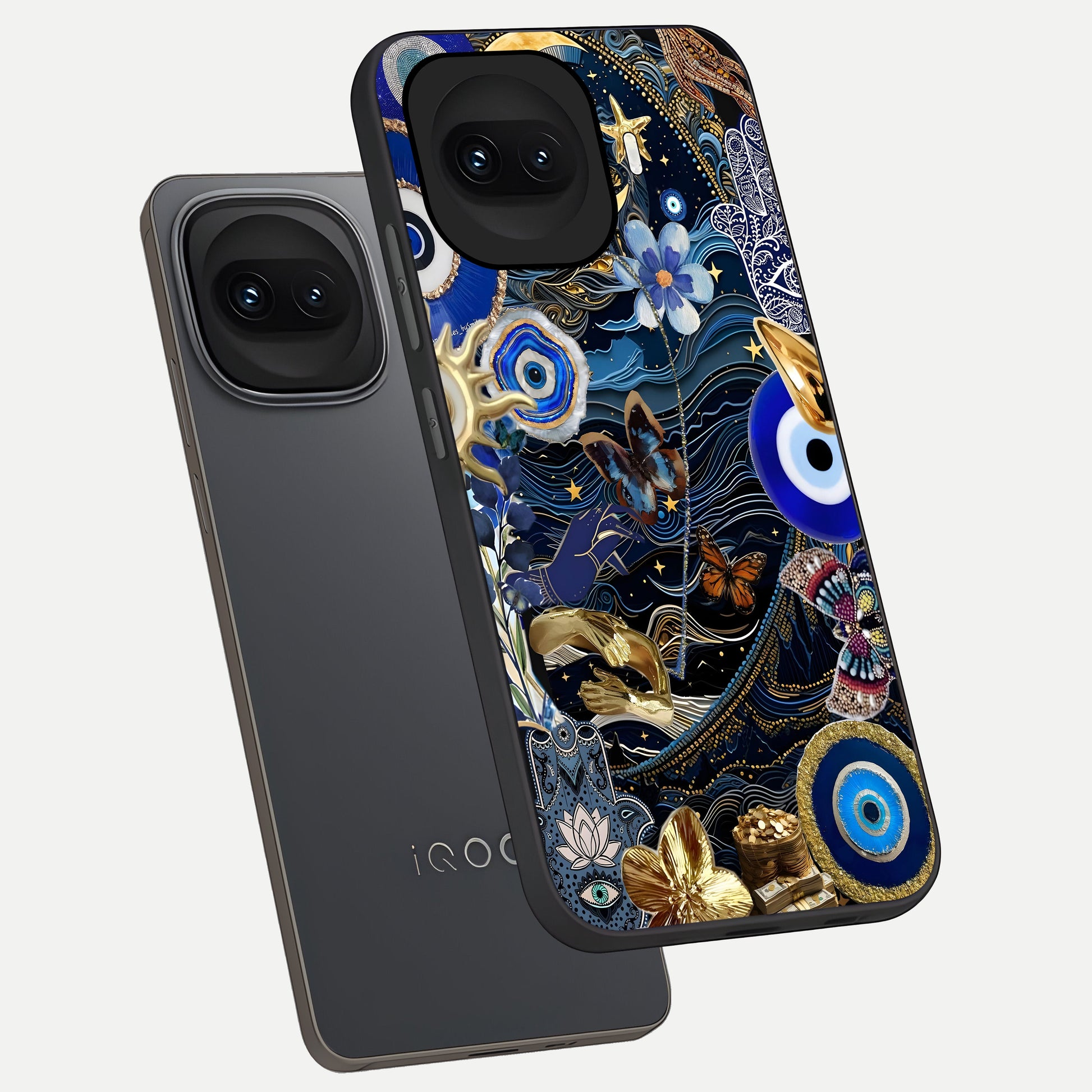  Golden Moon Magic phone case for iQOO 15R showing premium glass back cover with detailed artwork