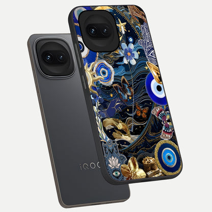 Golden Moon Magic phone case for iQOO 15R showing premium glass back cover with detailed artwork
