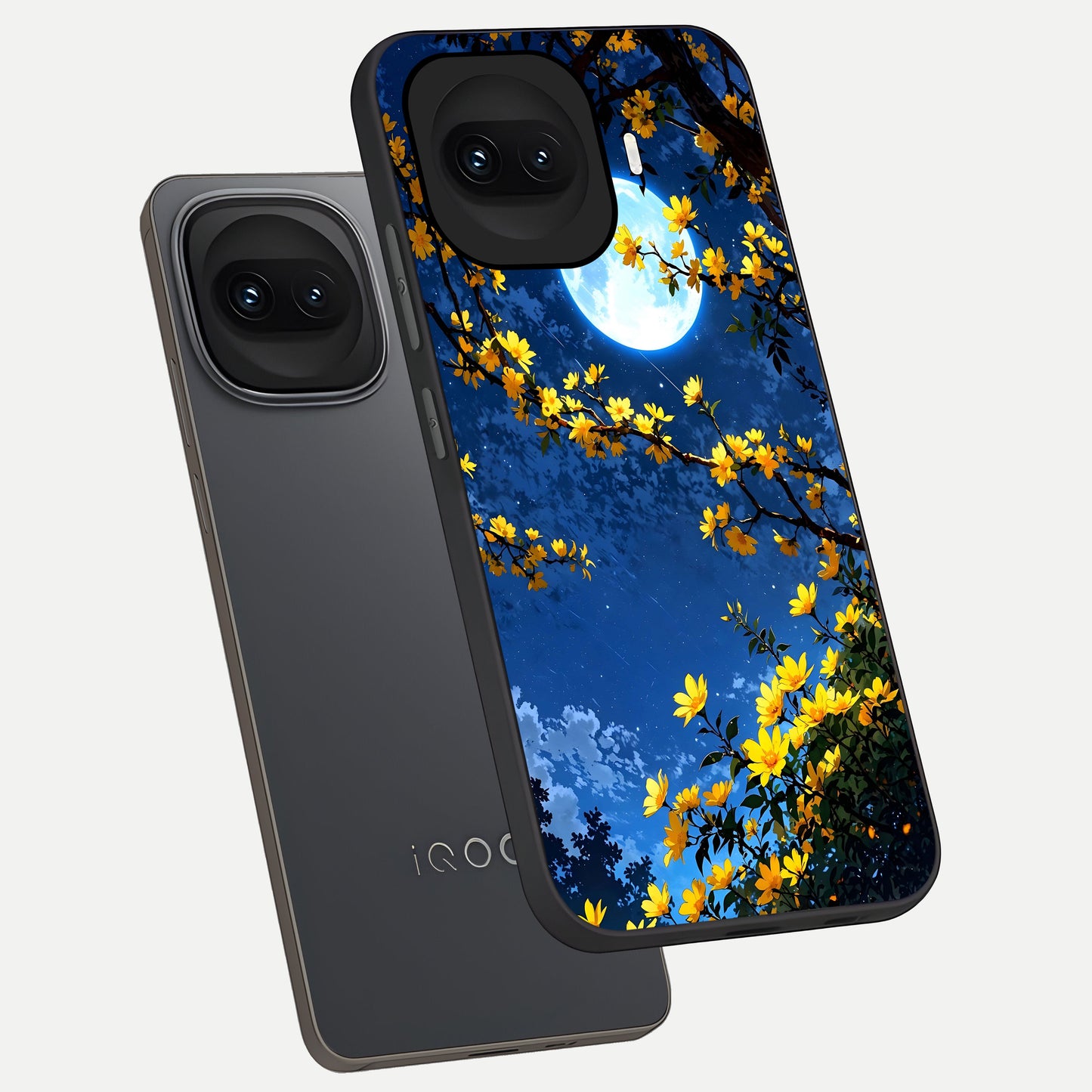  Golden Night Glow phone case for iQOO 15R showing premium glass back cover with detailed artwork