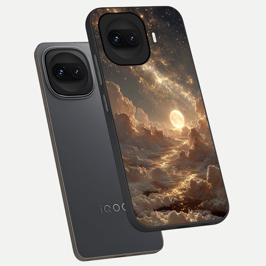  Golden Sky Dream phone case for iQOO 15R showing premium glass back cover with detailed artwork