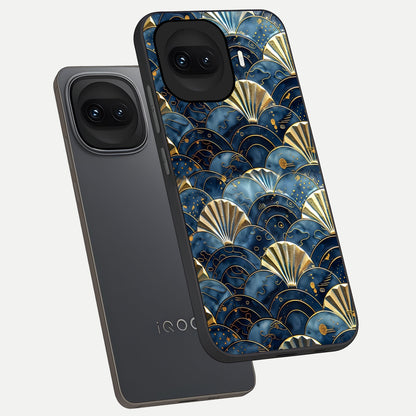  Golden Wave Luxe phone case for iQOO 15R showing premium glass back cover with detailed artwork