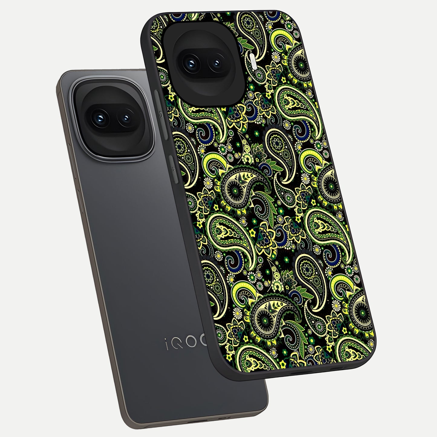  Green Lemon phone case for iQOO 15R showing premium glass back cover with detailed artwork
