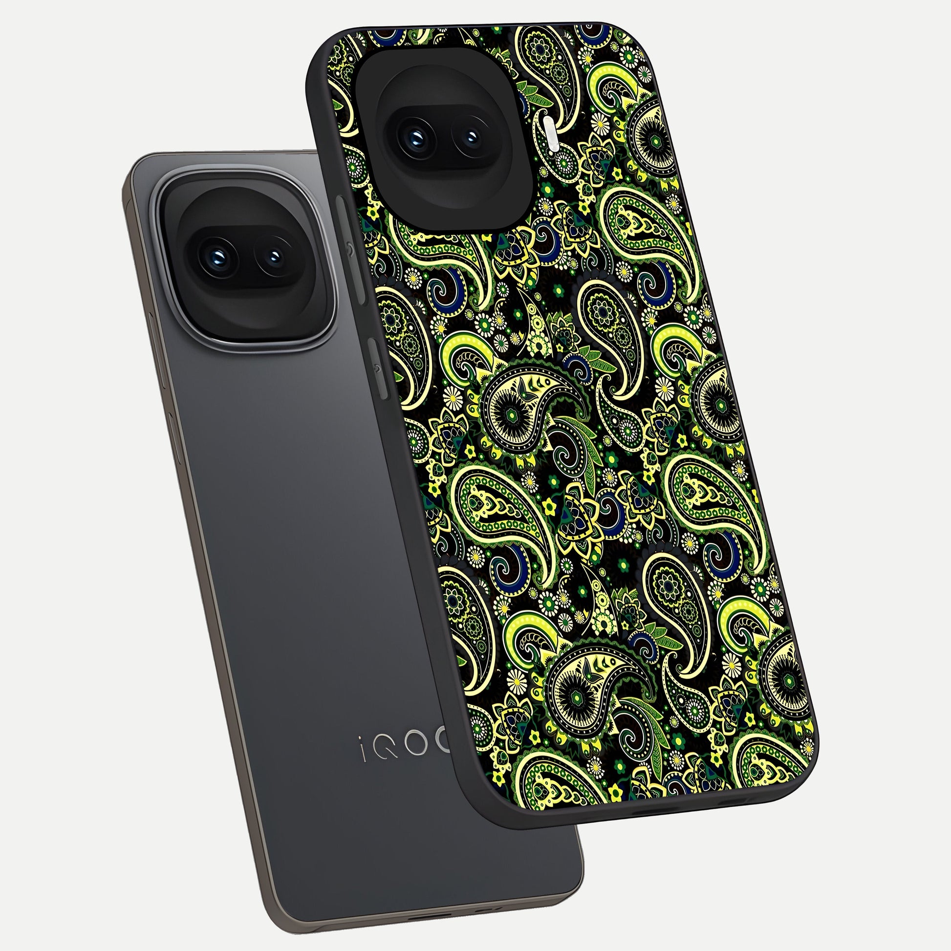  Green Lemon phone case for iQOO 15R showing premium glass back cover with detailed artwork