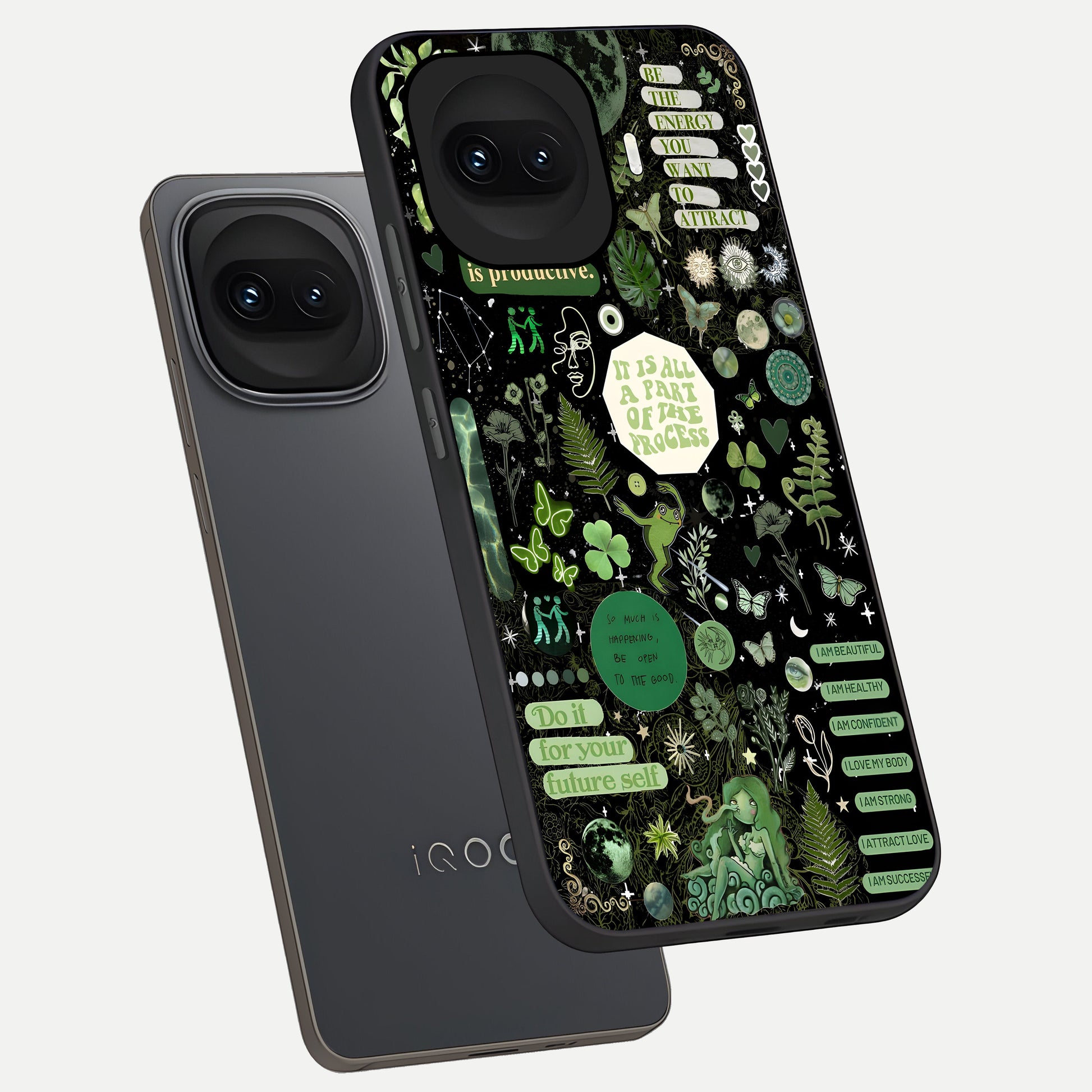  Green Mandala Pattern phone case for iQOO 15R showing premium glass back cover with detailed artwork
