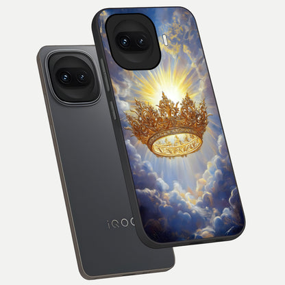  Heavenly Crown Light phone case for iQOO 15R showing premium glass back cover with detailed artwork