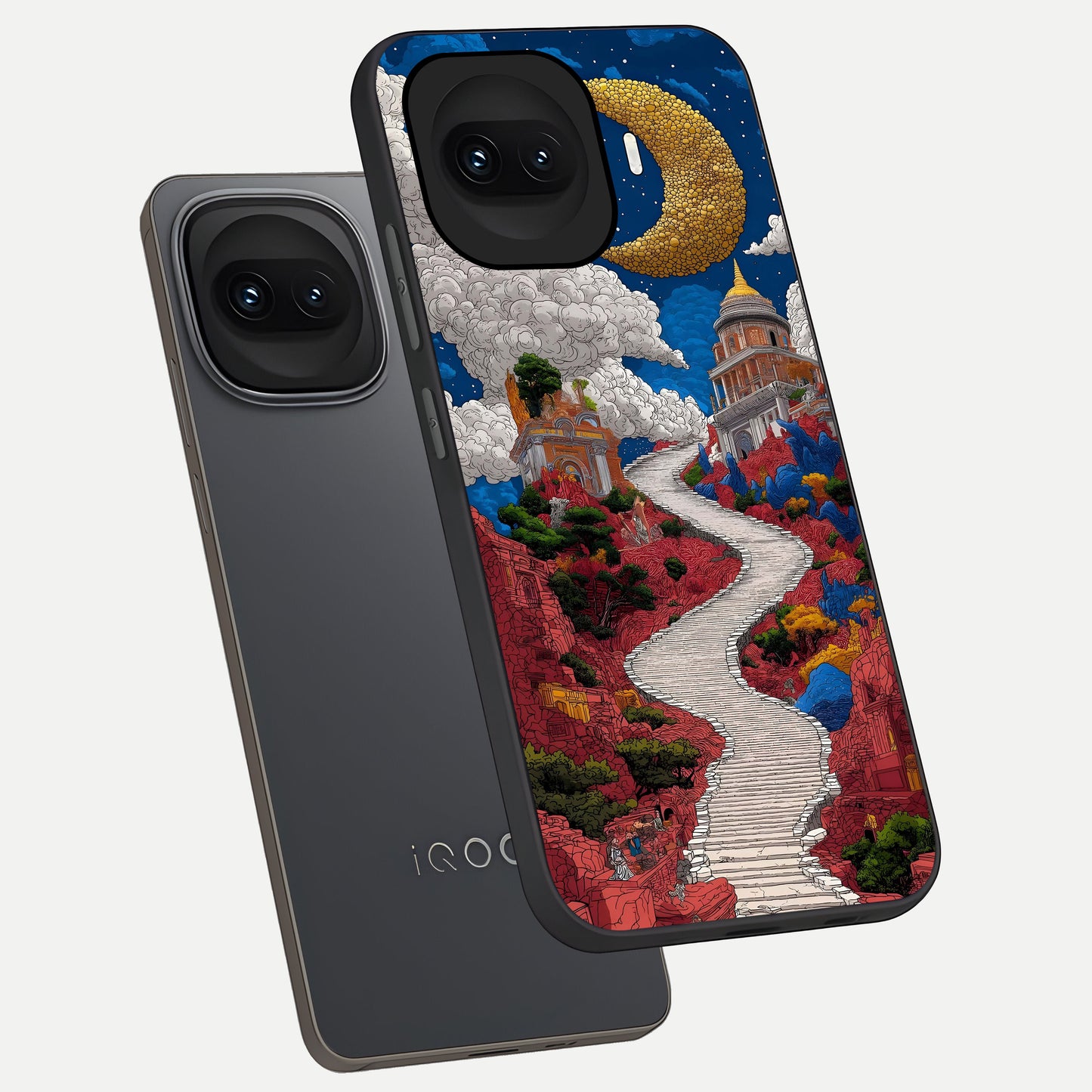  Heavenly Moon Path phone case for iQOO 15R showing premium glass back cover with detailed artwork