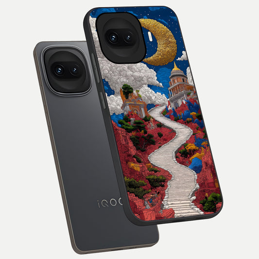  Heavenly Moon Path phone case for iQOO 15R showing premium glass back cover with detailed artwork
