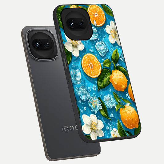  Ice Cube With Orange phone case for iQOO 15R showing premium glass back cover with detailed artwork