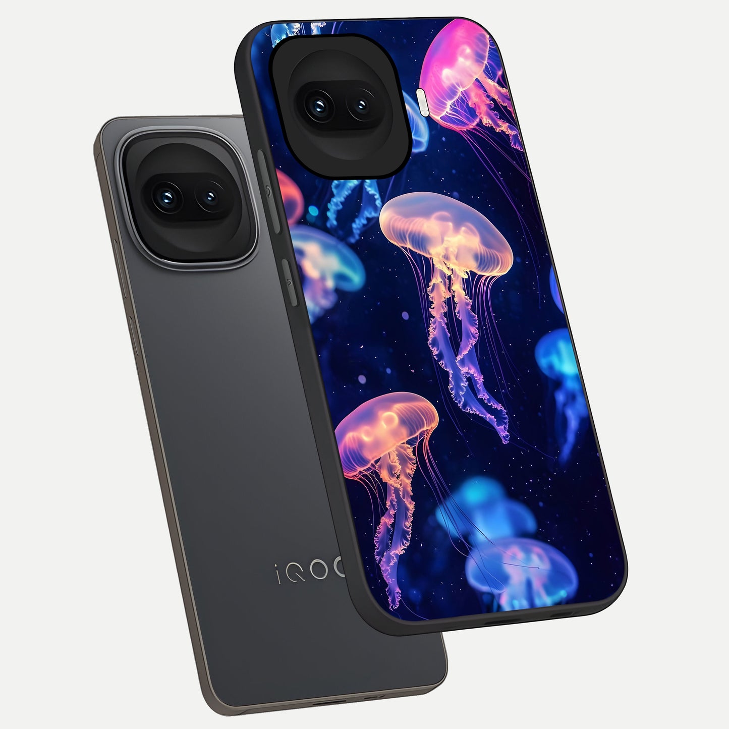  Jellyfish Pattern phone case for iQOO 15R showing premium glass back cover with detailed artwork