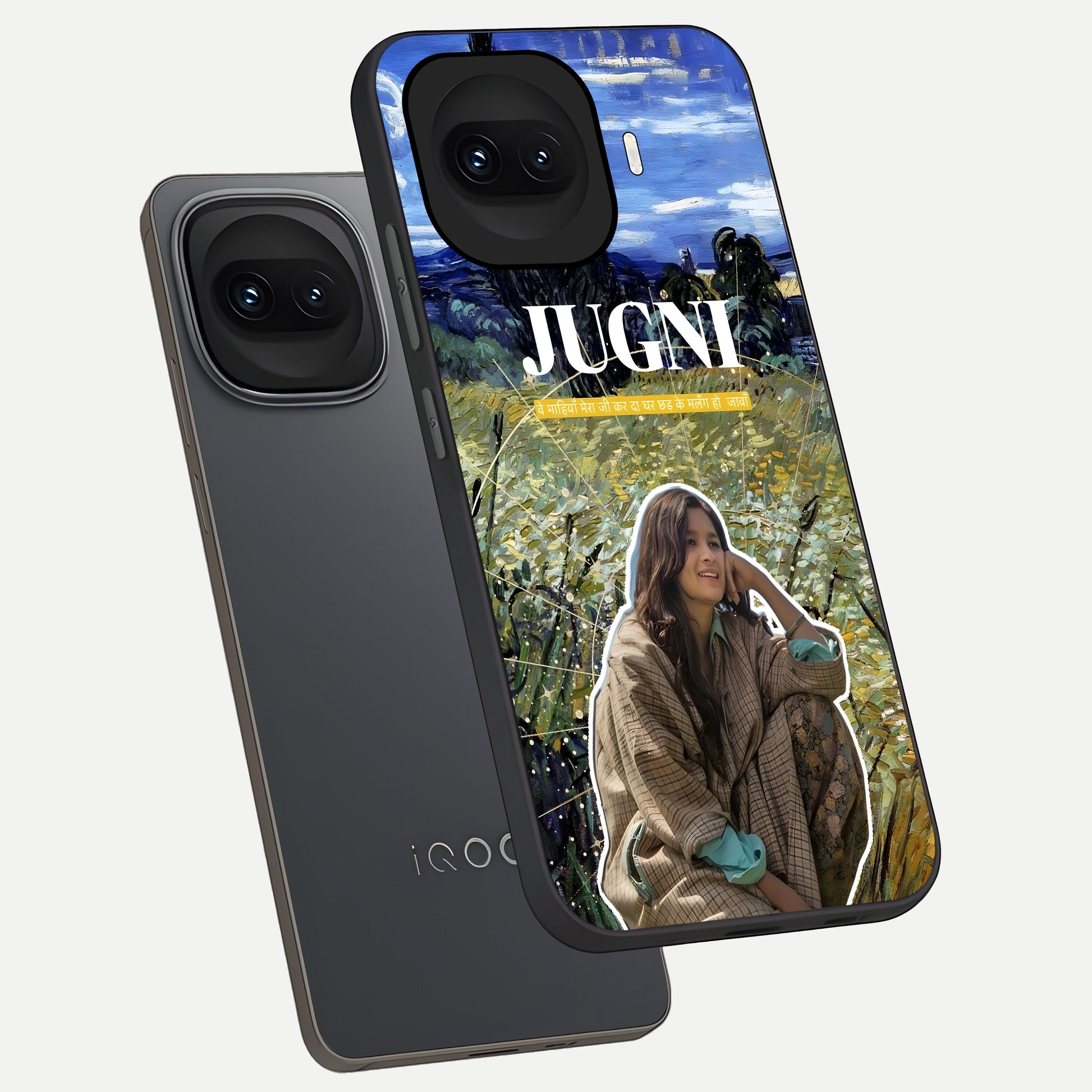  Jugni Soul Vibes phone case for iQOO 15R showing premium glass back cover with detailed artwork