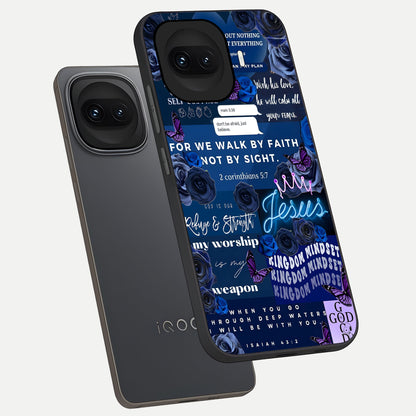  Kingdom Faith Glow phone case for iQOO 15R showing premium glass back cover with detailed artwork