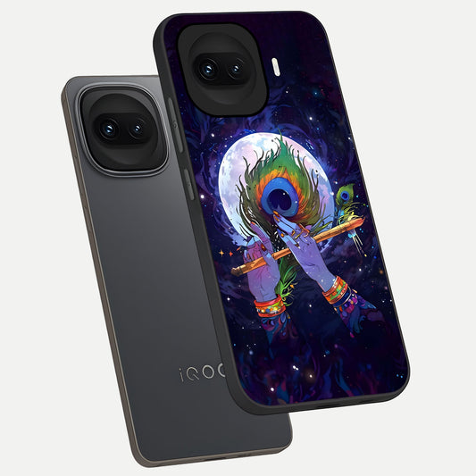  Krishna Hands Art phone case for iQOO 15R showing premium glass back cover with detailed artwork
