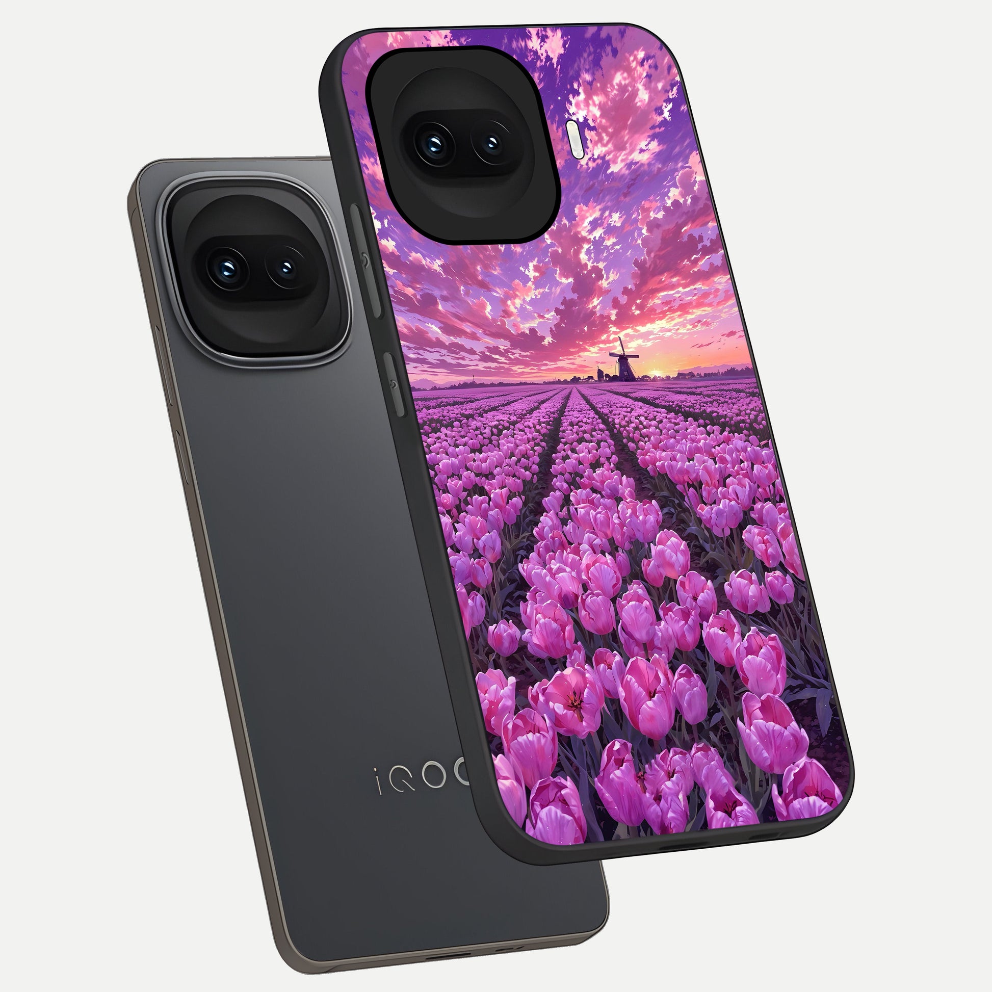  Lavender Dream Skies phone case for iQOO 15R showing premium glass back cover with detailed artwork