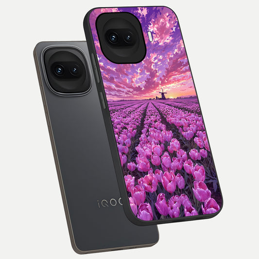  Lavender Dream Skies phone case for iQOO 15R showing premium glass back cover with detailed artwork