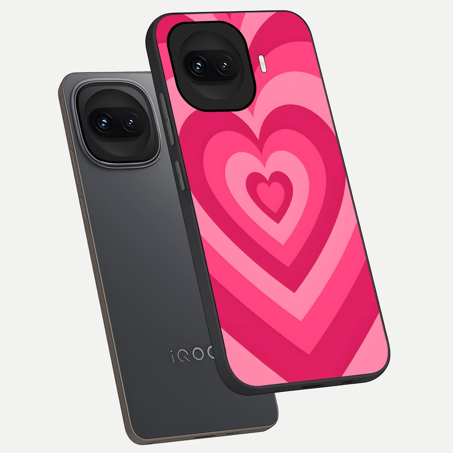  Layered Love Hearts phone case for iQOO 15R showing premium glass back cover with detailed artwork