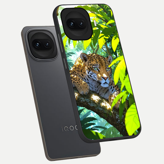  Leopard in Jungle phone case for iQOO 15R showing premium glass back cover with detailed artwork