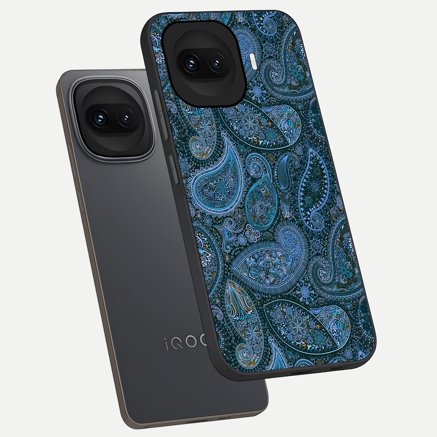  Midnight Paisley Glow phone case for iQOO 15R showing premium glass back cover with detailed artwork