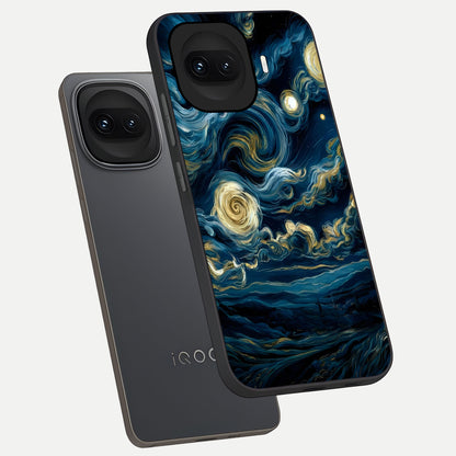  Midnight Sky Whirl phone case for iQOO 15R showing premium glass back cover with detailed artwork