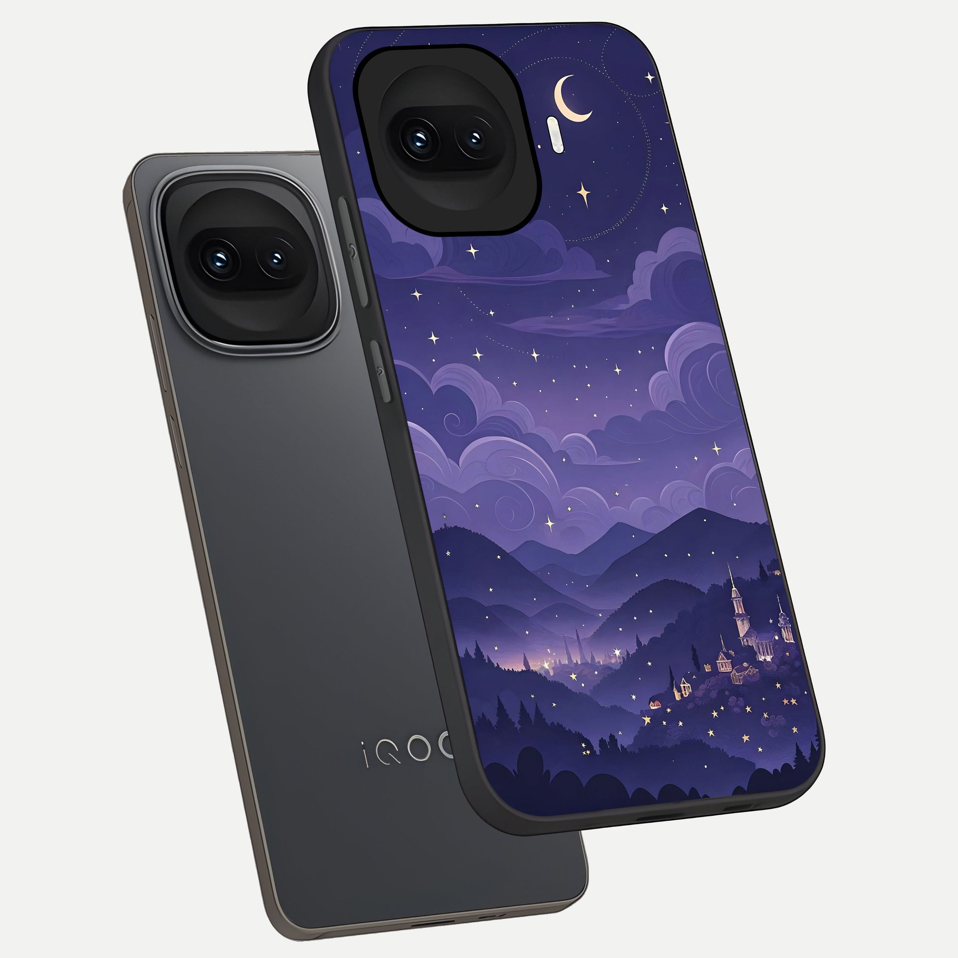  Minimal Night View phone case for iQOO 15R showing premium glass back cover with detailed artwork