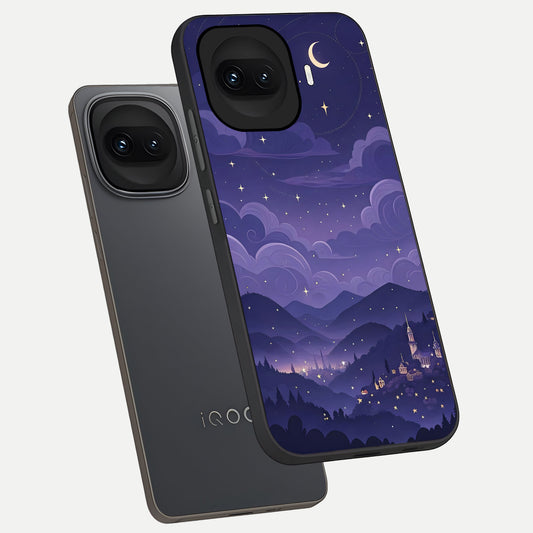 Minimal Night View phone case for iQOO 15R showing premium glass back cover with detailed artwork