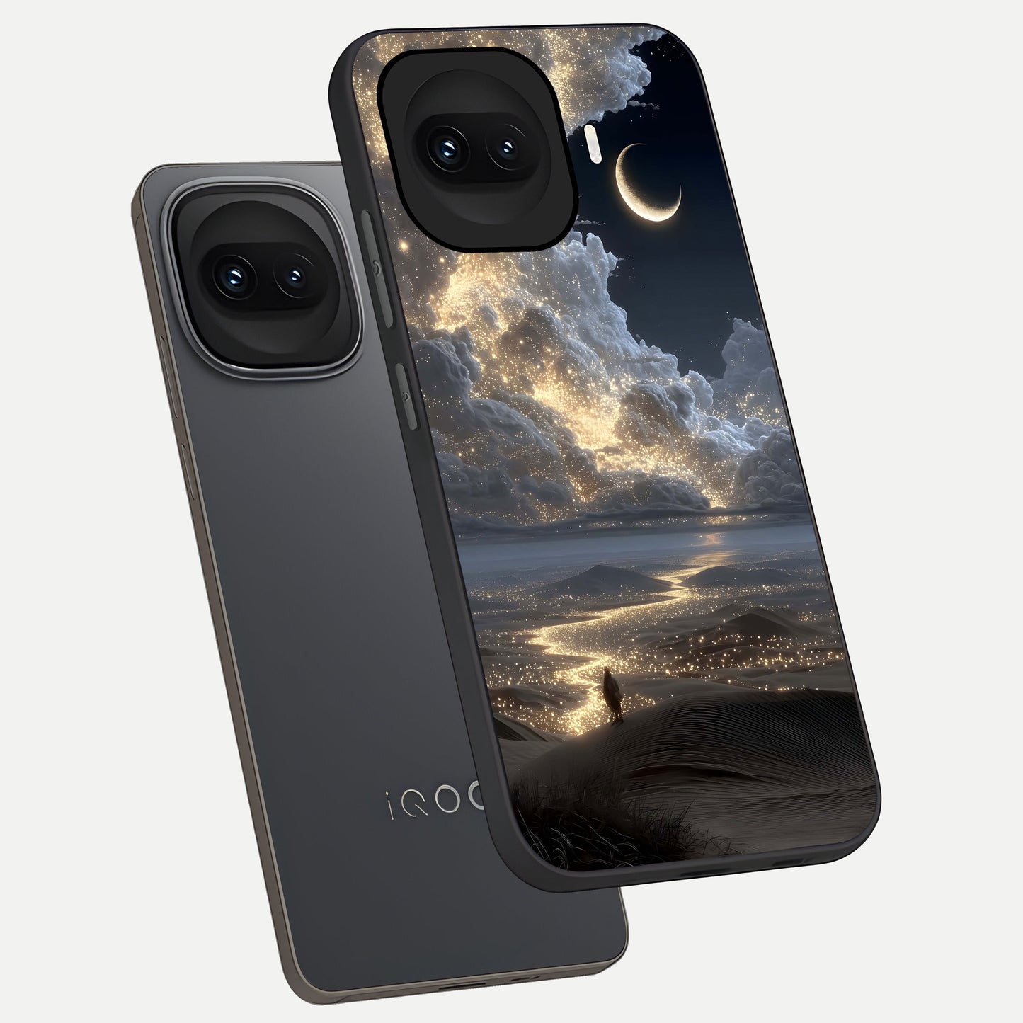  Moonlight Spark Path phone case for iQOO 15R showing premium glass back cover with detailed artwork