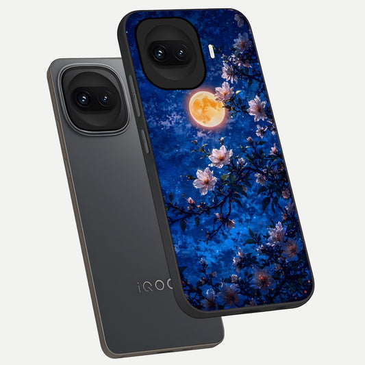  Moonlit Blossoms Night phone case for iQOO 15R showing premium glass back cover with detailed artwork