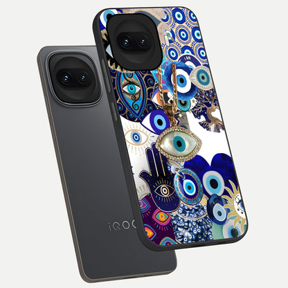  Mystic Charm Eye phone case for iQOO 15R showing premium glass back cover with detailed artwork