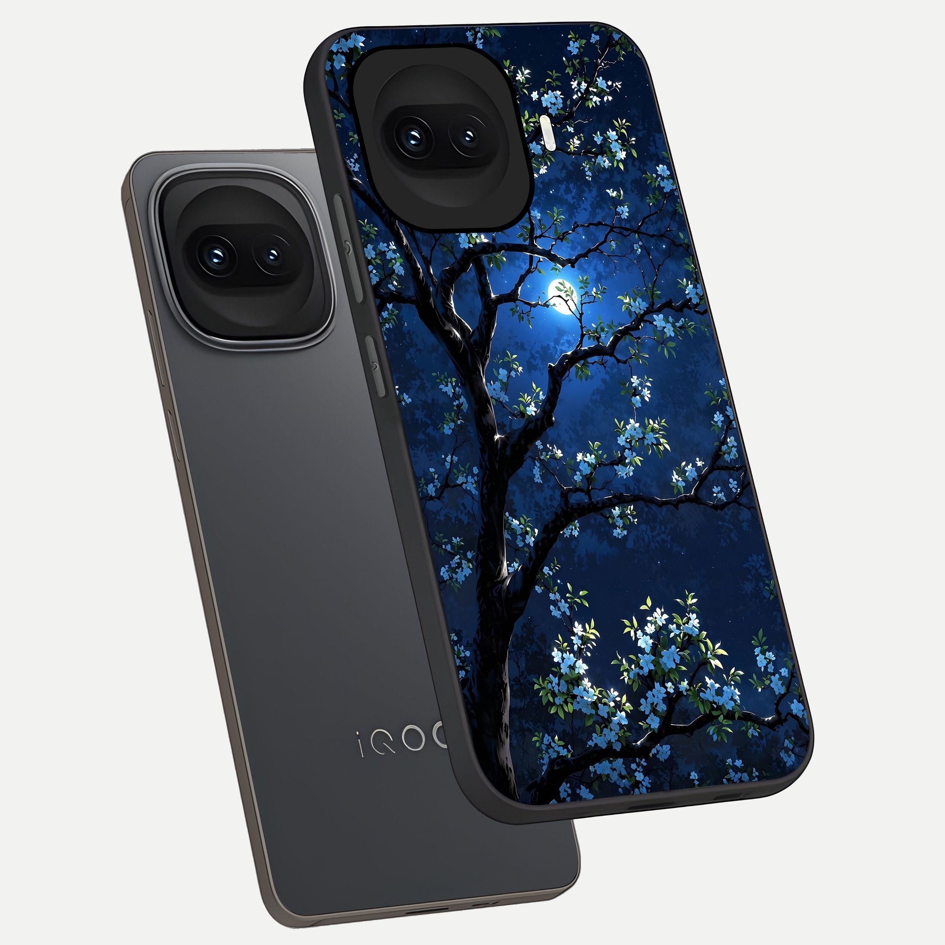  Mystic Floral Night phone case for iQOO 15R showing premium glass back cover with detailed artwork