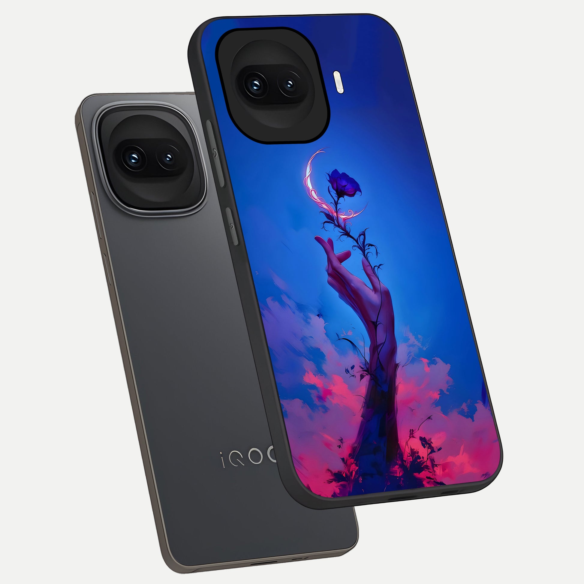  Mystic Hand phone case for iQOO 15R showing premium glass back cover with detailed artwork