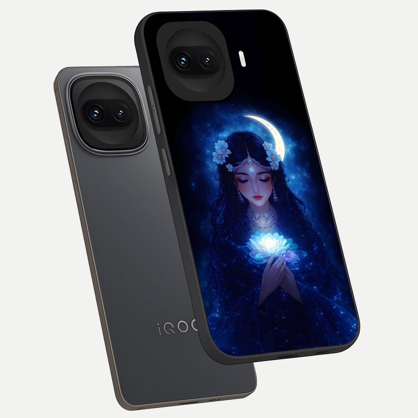  Mystic Moon Queen phone case for iQOO 15R showing premium glass back cover with detailed artwork