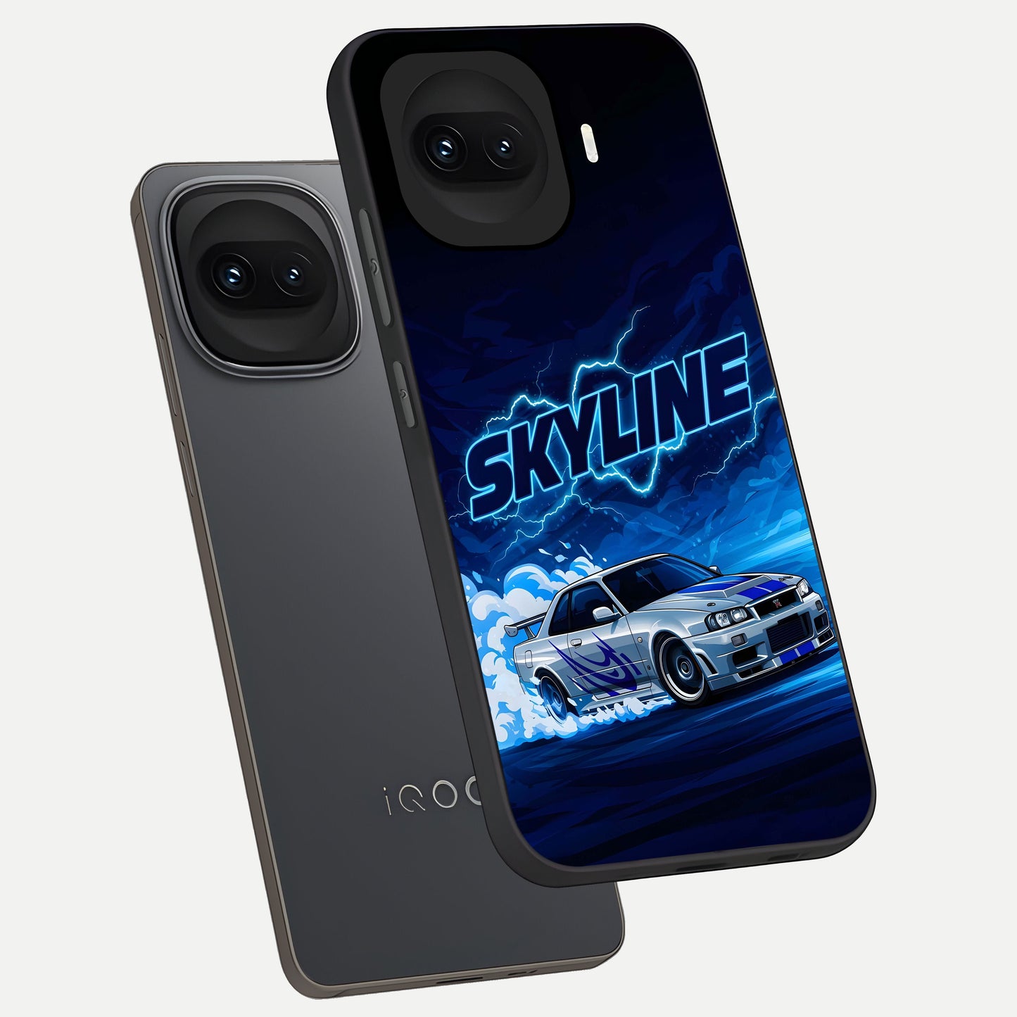  Neon Drift Beast phone case for iQOO 15R showing premium glass back cover with detailed artwork