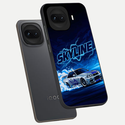  Neon Drift Beast phone case for iQOO 15R showing premium glass back cover with detailed artwork