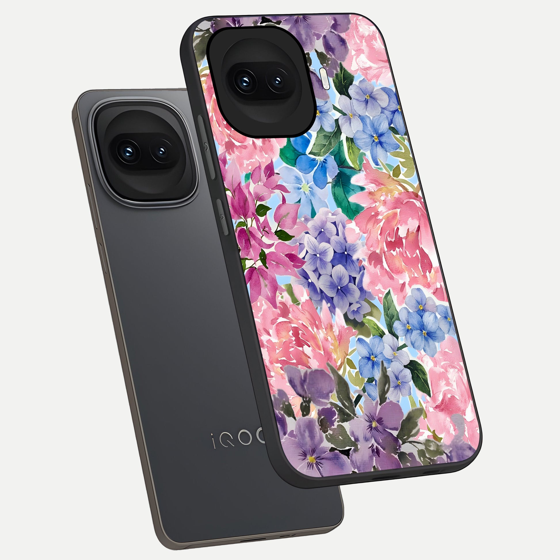  Pastel Floral Mix phone case for iQOO 15R showing premium glass back cover with detailed artwork