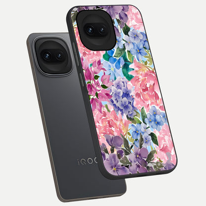  Pastel Floral Mix phone case for iQOO 15R showing premium glass back cover with detailed artwork