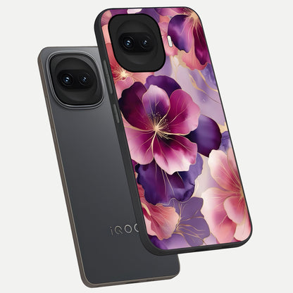  Pink Bouquet Florals phone case for iQOO 15R showing premium glass back cover with detailed artwork