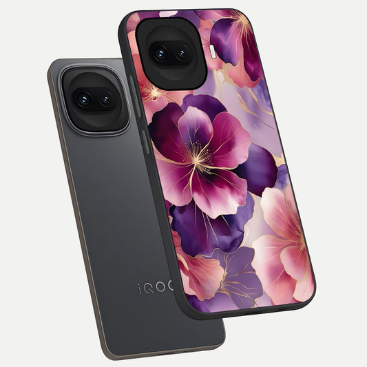  Pink Bouquet Florals phone case for iQOO 15R showing premium glass back cover with detailed artwork