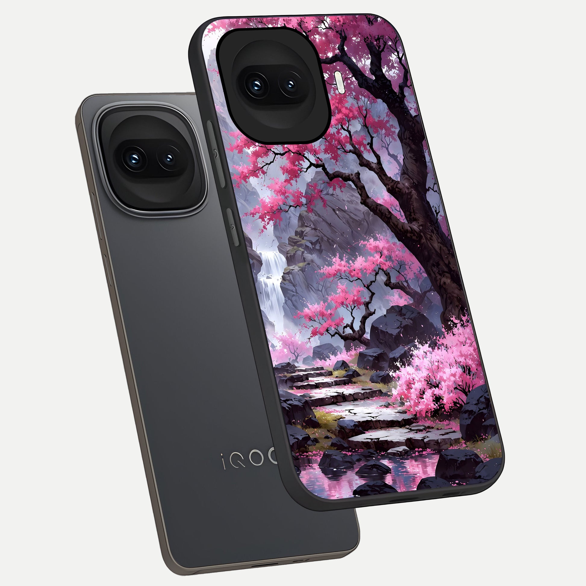  Pink Sunflower Glow phone case for iQOO 15R showing premium glass back cover with detailed artwork