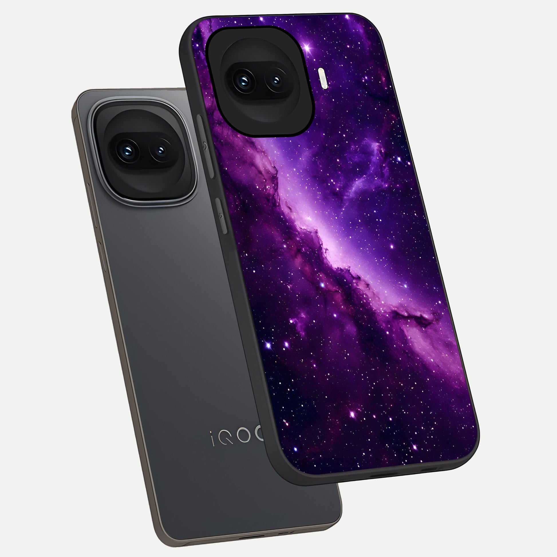  Purple Shade Sky phone case for iQOO 15R showing premium glass back cover with detailed artwork