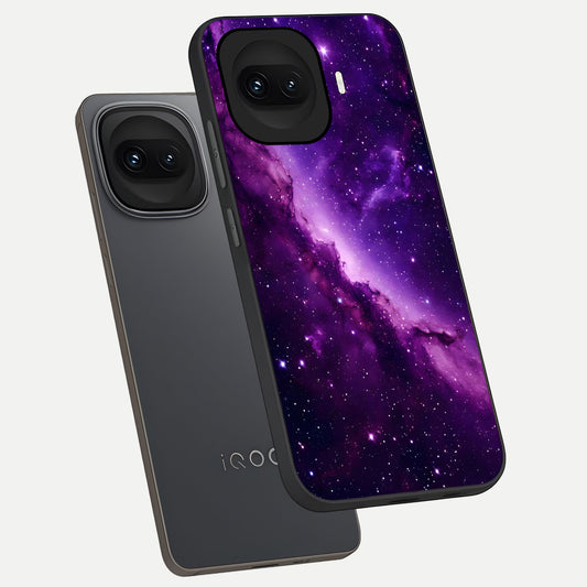  Purple Shade Sky phone case for iQOO 15R showing premium glass back cover with detailed artwork