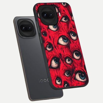  Red Eyes Pattern phone case for iQOO 15R showing premium glass back cover with detailed artwork