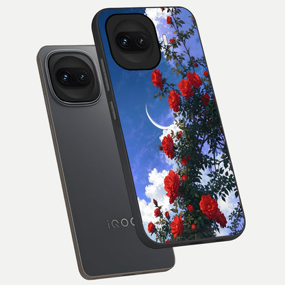  Rose Drift Flowers phone case for iQOO 15R showing premium glass back cover with detailed artwork