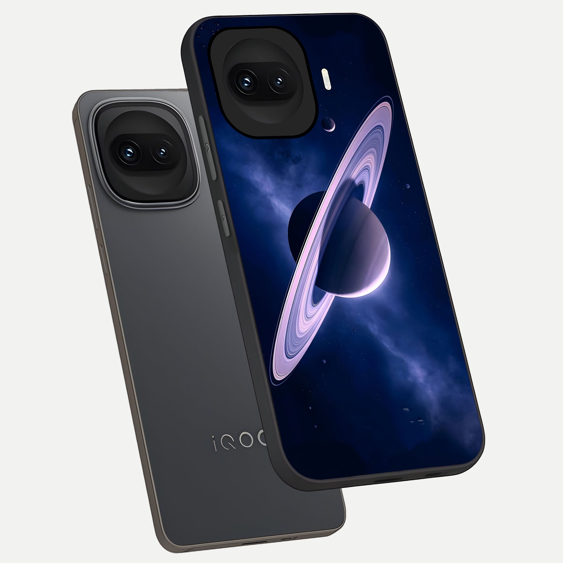  Saturn Ring Mystique phone case for iQOO 15R showing premium glass back cover with detailed artwork