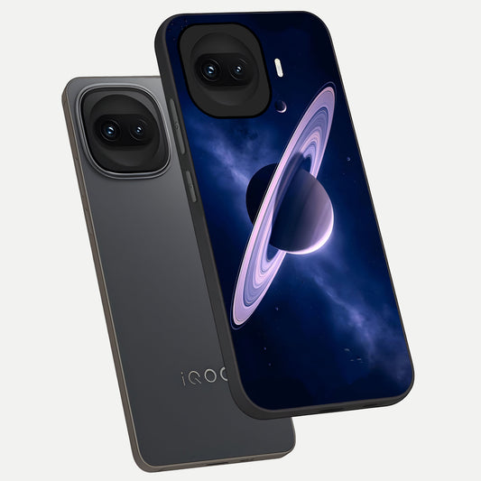  Saturn Ring Mystique phone case for iQOO 15R showing premium glass back cover with detailed artwork