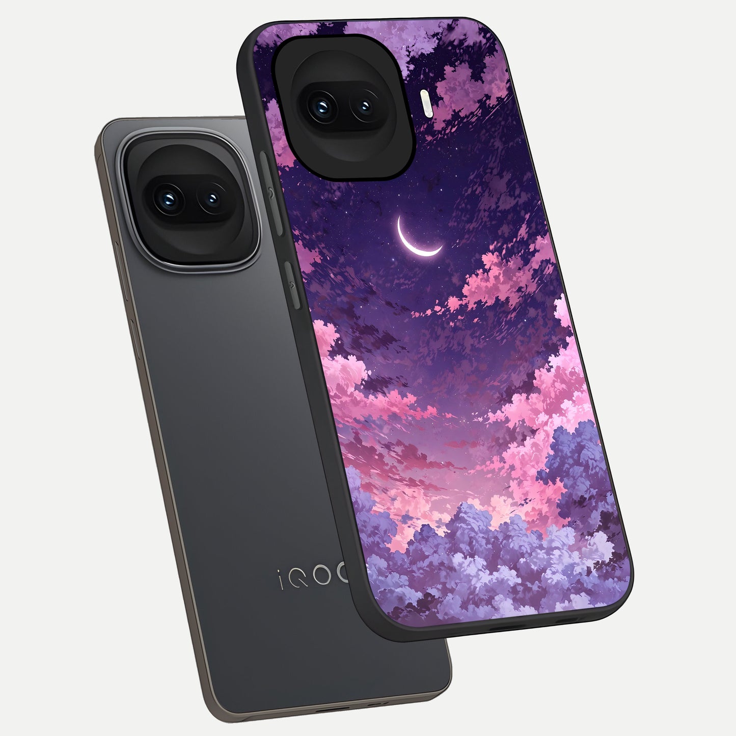  Sky Drift Clouds phone case for iQOO 15R showing premium glass back cover with detailed artwork