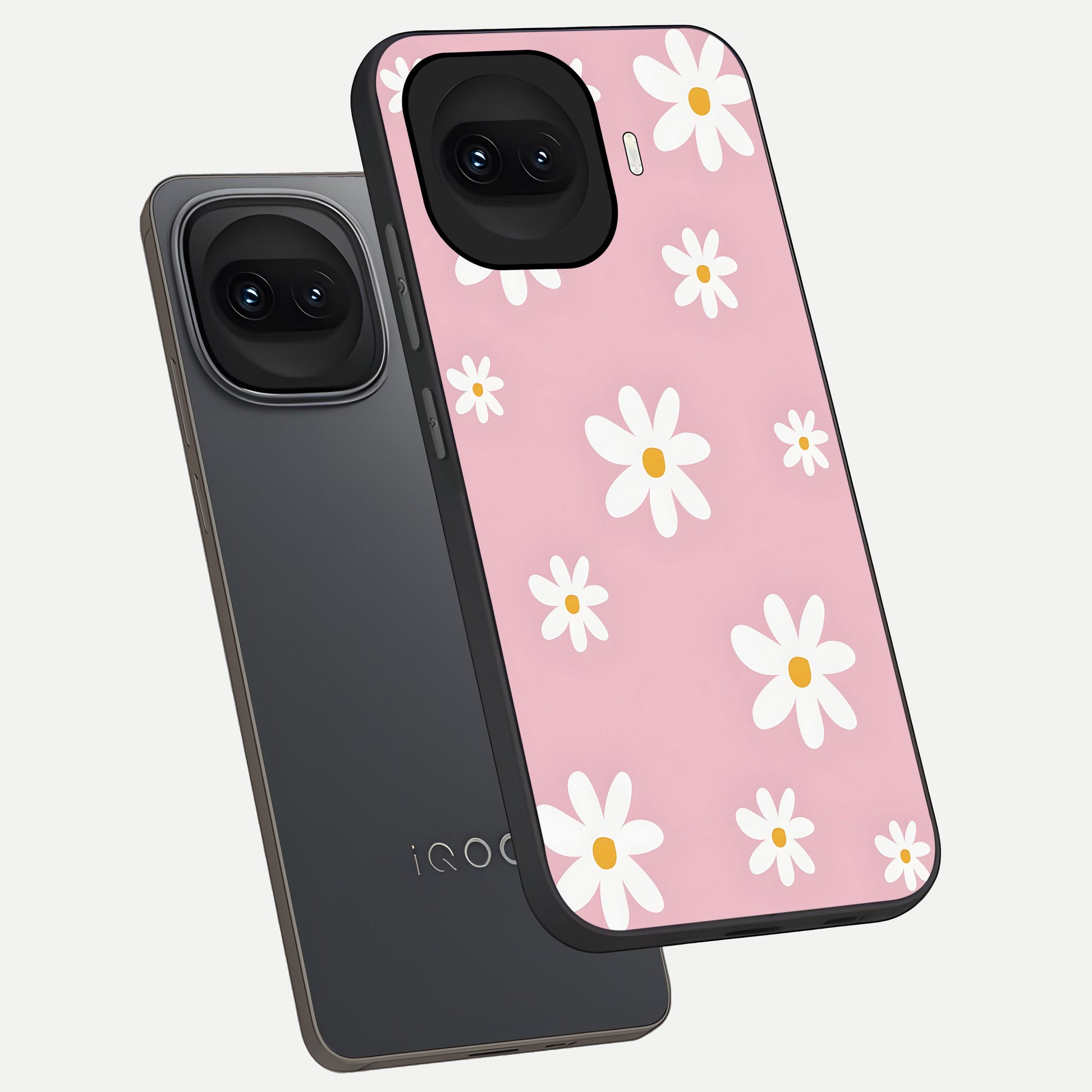  Soft Daisy Bliss phone case for iQOO 15R showing premium glass back cover with detailed artwork