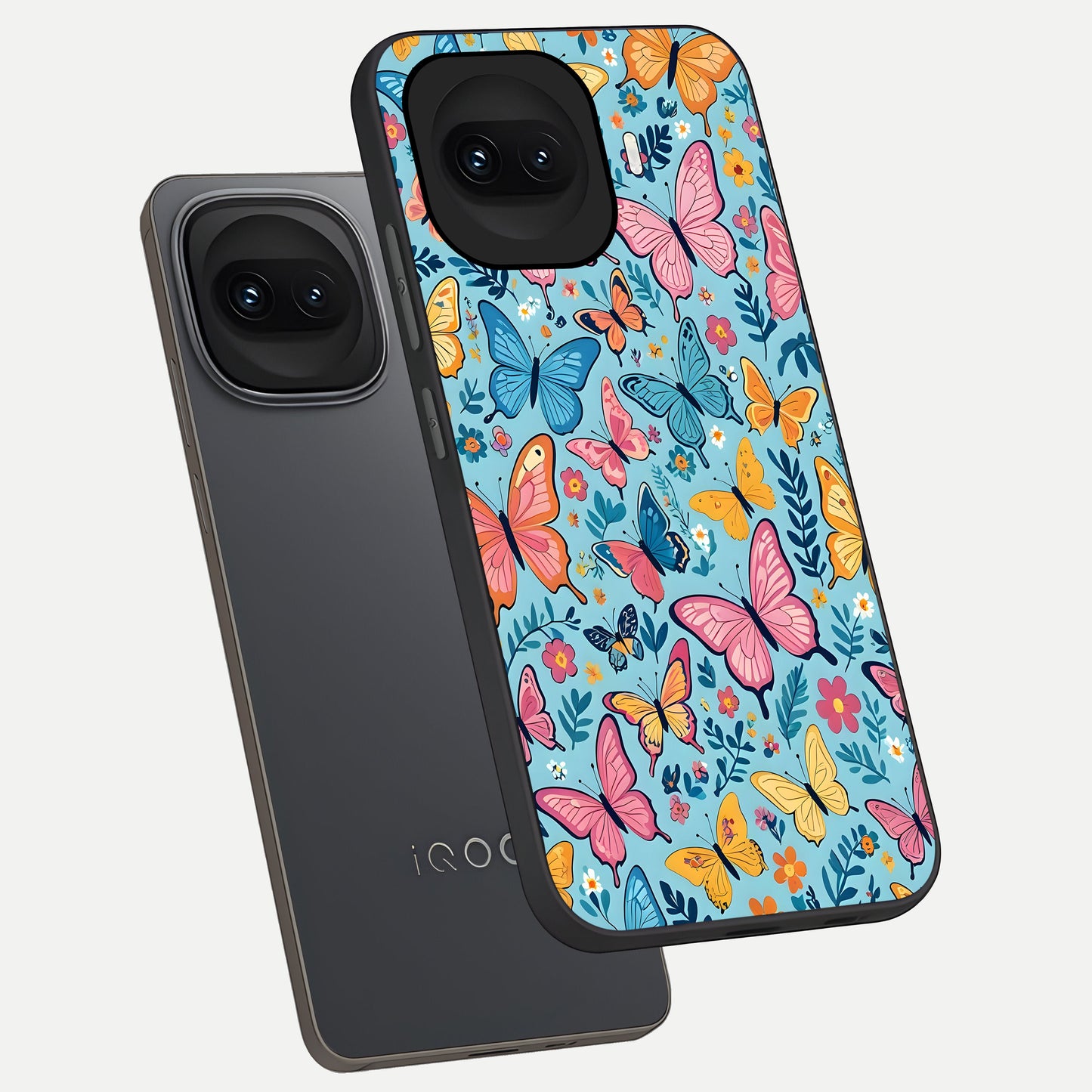  Spring Wing Garden phone case for iQOO 15R showing premium glass back cover with detailed artwork